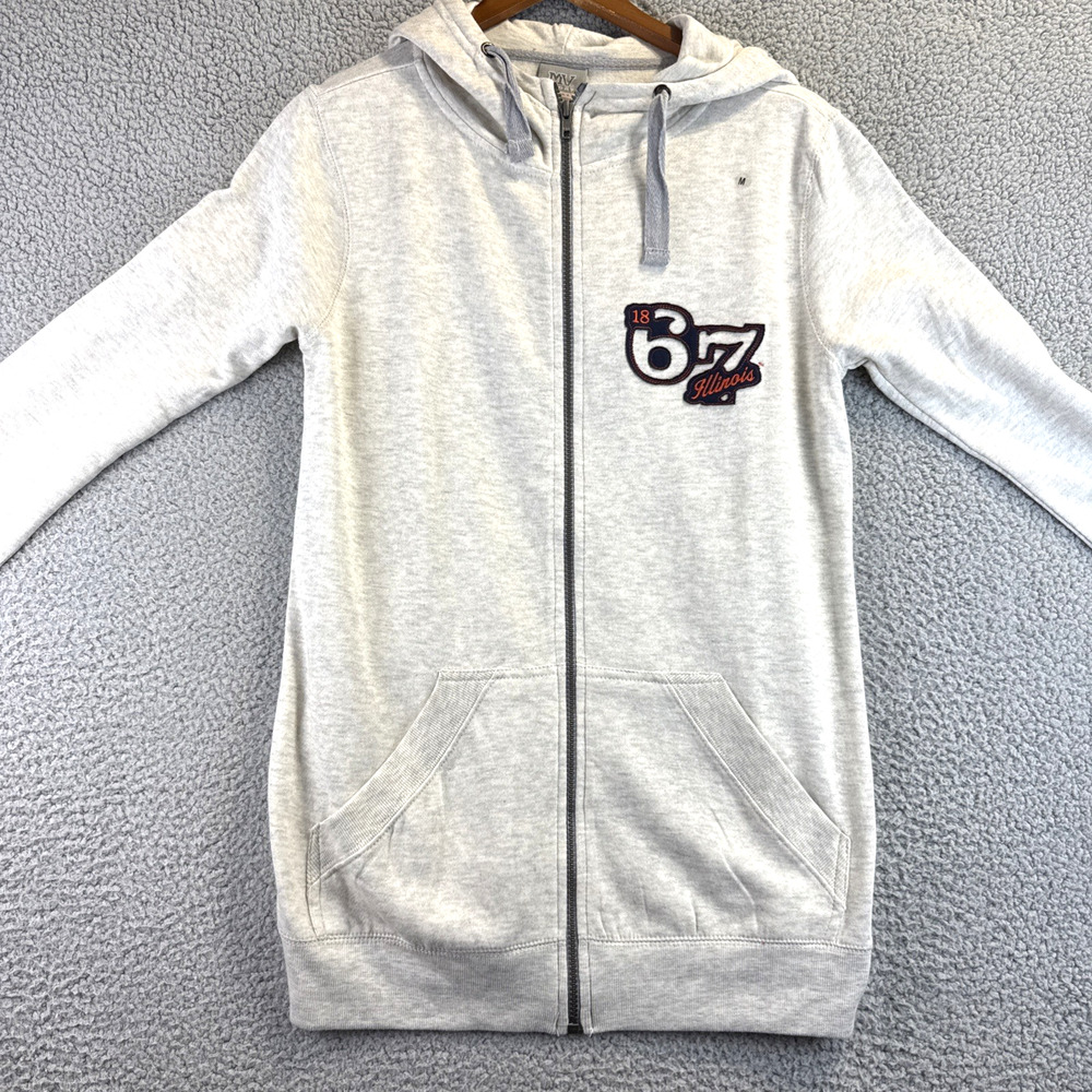 Univ. of Illinois 1867 Womens Medium Full Zip Hooded Sweatshirt MV Sport Oatmeal